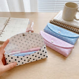 PVC Polka Dot Pencil Case Snap Button Closure Lightweight Storage Pouch Korean Style Durable Stationery Organizer Daily Use