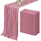 Popxstar 10PCS Set Semi-Sheer Gauze Wedding Table Runner Sage Green Cheesecloth Table Dining Party Christmas Banquets Arches Cake Decor