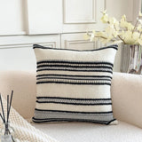 18x18Inch Boho Throw Pillow Covers Chenille Textured Striped 45x45cm Cushion Cover Sofa Pillow Cover for Living Room Home Decor