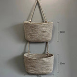 Wall-mounted storage basket storage bag hand knitting Cotton fabric material Nordic style kitchen household Small item storage