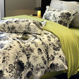 Popxstar  Vintage Green Botanical Flowers Duvet Cover Set 600TC Egyptian Cotton Luxury Soft Bedding Set Fitted Sheet Bed Sheet Pillowcases