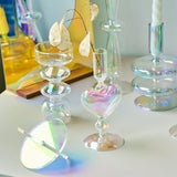 Popxstar Glass Candle Holder Home Decor Nordic Rainbow Vase Flower Table Living Room Decoration Candlestick Holder for Wedding