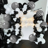 Popxstar 10pcs Black and White Striped Aluminum Film Balloons for Birthday Parties, Weddings, Singles Parties, Decorations