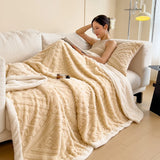 Popxstar Soft Sherpa Throw Blanket for Couch Sofa, Multi Size Fleece 3D Embossed Fuzzy Cozy Blanket for Bed, Thick Blanket for All Season