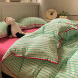 Popxstar  100% Cotton Stripe Bedding set Duvet Cover Set with Pillowcase housse de couette Quilt Cover set King Size