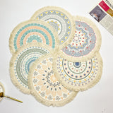 Popxstar New Bohemian Diameter 34cm/16cm Round Insulated Anti-scald Placemat Coaster Kitchen Accessories with Tassels