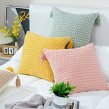 45x45cm Braided Plaid Boho Cushion Cover Geometry Embroidered Tassel Embroidery Lumbar Pillow Covers for Living Rooms Bedrooms