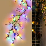 Popxstar  1PC 96LEDs Solar Willow Vine Lights,DIY Outdoor Waterproof String Lights,Wall Lamps For Garden,Porch,Shop,Terrace,Pathway Decor