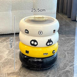 Popxstar  12L Doughnut Shape Wastebasket with Lid Wheel Recycle Bin Bedroom Living Room Kitchen Garbage Cube Cream Wind Cute Trash Can