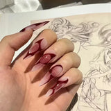Popxstar 24pcs Silver Almond False Nails Oval Decorated Cloud Milk Wearable Fake Nails Short Press On Nail Coffin Detachable French Tips