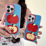 Popxstar  Korea Lovely Apple Funny DIY Red Nose Transparent Blue Soft Mobile Phone Protective Cover Case for iPhone 16 15 14 13 12 Pro Max
