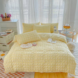 3/4Pcs Bedding Set Solid-Color Minimalist Bubble Gossamer Bed Linen With Ruffles Double Bed Beddings Sets Full Four-Season