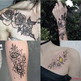 Popxstar  12pcs Flower Tattoo Stickers Arm Chest Temporary Tattoo Waterproof Fake Tattoo