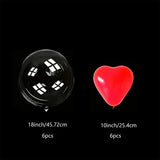 Popxstar Valentines decoration for home 12pcs Red Love Latex Balloons 18 inch Transparent Bobball Balloon Set Valentine's Day Birthday Decoration (without lights)