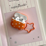 Orange Full Screen Stars Earphone Case For Airpods 1 2 3 4 Protective Cover For Airpods Pro2 Pro3 Charge Box Cases with Hook