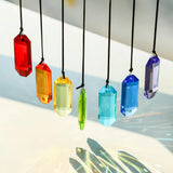 Popxstar  7pcs Crystal Suncatcher Prisms 3'' Indoor Window Hanging Ornament Rainbow Glass Prism Sun Catcher Decor for Home Garden Healing