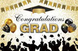 Popxstar Graduation Backdrop Congrats Gold Class of Grad Photocall Decoration Photography Background Photo Banner