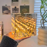 Popxstar 3D Cloud Tulip LED DIY Flower Sea Night Light Mirror Table Lamps Bedroom Ornaments Decoration Mirror Table Lamps Bedside Gift