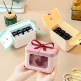 Popxstar  Dopamine Lipstick Storage Box with Lid Partition Rack Desktop Makeup Organizer Boxes Bow Cosmetic Storage Box Home Storage Gifts