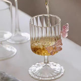 Popxstar Three-dimensional Butterfly Wine Glass Simple Round Glass Cup Creative Handmade Glass Wine Glasses  Champagne Cocktail Cup Gift