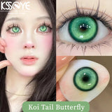 Popxstar 1 Pair New Style Myopia Color Contact Lenses Green Spring Butterfly Contacts Lens Makeup Soft Contact Lenses Yearly