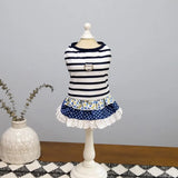 Fashion Cute Striped Dog Dress Soft Breathable Summer Pet Clothes Thin Design Cat Vest Harness Spring