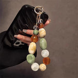 Popxstar  Korean Retro Bead Bracelet For iPhone Phone Strap Charm Chain Knot Cellphone Lanyard Keychain Bag Earphones Pendant Accessories