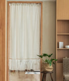Popxstar Boho Kitchen Curtains, Modern Farmhouse Cotton Linen Curtain Country Ruffle Cafe Semi-Transparent Small Tier Curtain Decor