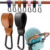 Popxstar 1/2pcs PU Leather Baby Bag Stroller Hook Pram Rotate 360 Degree Rotatable Cart Organizer Pram Hook Crochet Stroller Accessories