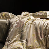 Popxstar  Brocade Jacquard Egyptian Cotton Patchwork European Luxury Bedding Set Duvet Cover Set Flat/Fitted Bed Sheet Pillowcases 4Pcs