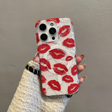 Red Lip Print For Magsafe Magnetic Wireless Charing Case For iPhone 16 Pro Max 17 Air 15 13 14 16 Plus IMD TPU Back Cover