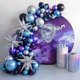 Popxstar Silver White Sequin Disco Balloon Garland Arch Kit 4D Silver Starburst Foil Balloons for Birthday Party Decorations Supplie