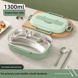 Popxstar  Portable Lunch Box for Kids Students Stainless Steel Thermal Lunchbox with Spoons and Chopsticks Food Container Bento Box