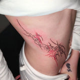 Sexy Temporary Tattoos for Woman Man Thistles Thorns Color Tattoo Sticker Hotwife Abdomen Red Star Waterproof Fake Tattoo