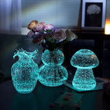 Romantic Luminous glass vase transparent mushroom calabash wave hydroponics dried flowers living room home decoration ornament