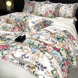 Popxstar  new high-end luxury silky Sleeping naked digital printing washed silk style Bedding Set Duvet Cover Bed Sheet Pillowcases