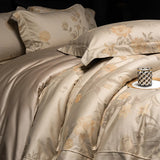 Popxstar  Premium 1000TC Egyptian Cotton Yarn-dyed Jacquard Luxury Bedding Set Duvet Cover Flat/Fitted Bed Sheet Pillowcases 4Pcs