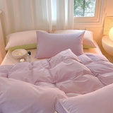 Popxstar  Simple Fresh Queen Bedding Set 100% Cotton Soft Comfortable Duvet Cover Set with Sheets Quilt Cover and Pillow Covers Bed Sets