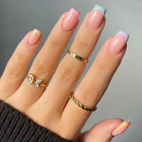 Popxstar  24Pcs French Tip  Press on Nails Short Coffin False Nails Simple Wearable Fake Nails Frosted Full Cover Press on Nail Tips Art