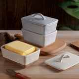 Popxstar  Vintage Ceramic Butter Box Butter Dish Square Cream Box with Lid Plate Multi Functional Cheese Storage Box Kitchen Accessories