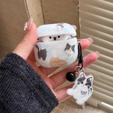 Popxstar  Cartoon Lovely Black White Cat Smooth Silicone Protection Case for AirPods Pro 2 for AirPods 1 2 3 4 Headset Cover Cute Pendant