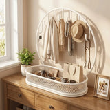 Large Capacity Key Storage Organizer Space-saving Modern Iron Entryway Storage Rack with Hooks Bathroom Storage Tray