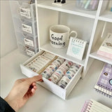 Popxstar cabin weekend inspo Double-Layer Desktop Organizer Rack Stationery Office Desk Accessories Storage Desktop Cosmetics Organizers Storage Shelf
