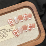 Popxstar 10Pcs Red Cat Eye Handmade Press on Nails Flower Fake Nails Wearable Stick-on Nails Full Cover False Nail Uñas Postizas 네일팁