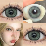 Popxstar  1 Pair Korean Lenses Contact Lenses with Prescription Green Lenses Eyes Colorful Beauty Lenses Yearly Use Natural Pupils