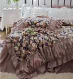 Romantic Floral Bedding Set Garden Rose Duvet Cover Heavy Handmade Wrinkle Design Cotton Bedding Only bed sheet style available