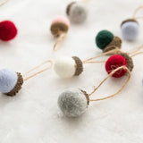 Popxstar New Year 6pcs Xmas Tree Ornament Wool Felt Pine Tower Ball Pine Cone Acorn String DIY Material Pendant Christmas Decor Home