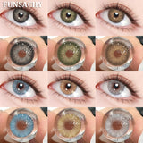 Popxstar  1 Pair Colored Contact Lenses for Eyes Natural Brown Gray Eye Contacts Yearly Cosmetics Pupils Blue Lens Green Contacts