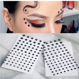 Popxstar 2 Pcs/set Music Party Festival Black Stars DIY Eyes Face Jewels Makeup 3D Art Makeup Nail Fittings Accessories Body Art Stickers
