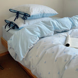 New Cherry Print 100% Cotton Bedding Set Soft Washed Skin-friendly Queen Duvet Cover Set with Bed Sheets Quilt Cover Pillowcases